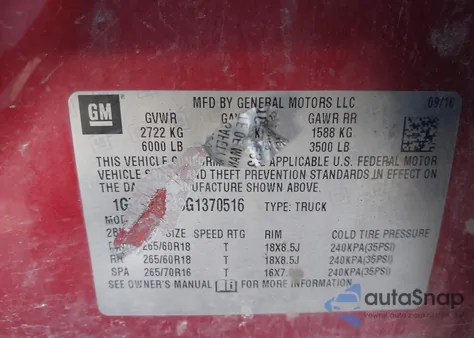 2016 GMC Canyon Slt z USA, uszkodzony, nr VIN 1GTG6DE33G1370516